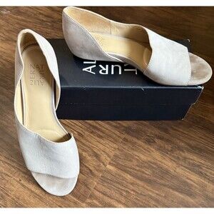 Naturalizer Women’s Lucie Flats 7.5 Tan Leather Open Toe Slip On Comfort Shoes